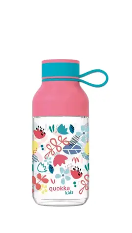 Quokka Ice Kids mit Tragegurt, 430 ml, Blumenmuster / Wasserflasche / Tragegurt / Tritan