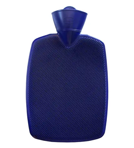 Hugo Frosch Klassische Wärmflasche mit hohen Rillen - Blau / Erhöhte Wärmeisolierung