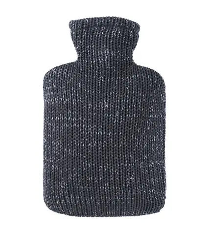 Hugo Frosch Klassische Wärmflasche mit Lurex-Strickbezug - Anthrazit