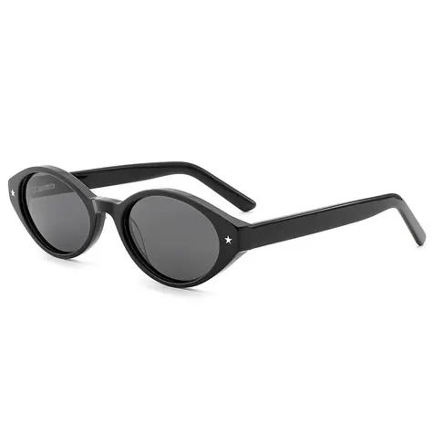 VeyRey Damen-Sonnenbrille im Cat-Eye-Stil aus Acetat, polarisiert, schwarz, Rahmen und Gläser.