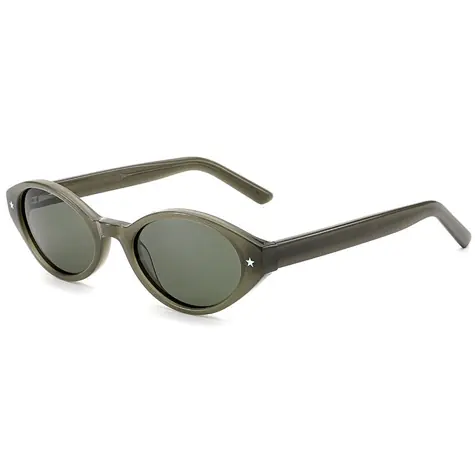 VeyRey Damen-Sonnenbrille im Cat-Eye-Stil aus Acetat, polarisiert, aestgrünes Gestell, grüne Gläser