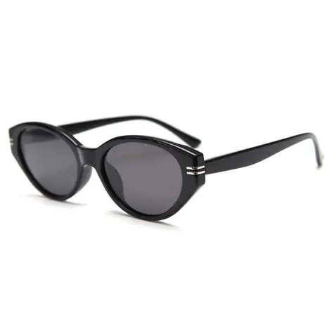 VeyRey Damen-Sonnenbrille im Cat-Eye-Stil, polarisiert, Hupi, schwarzer Rahmen, schwarze Gläser