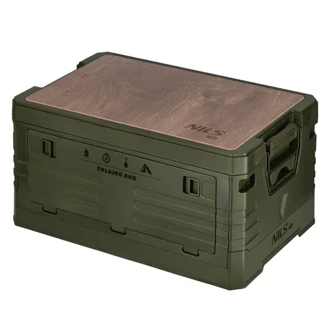 NILS Camp NCB4002 Faltbox 2-in-1 mit Deckel und Holzplatte, 32 l, grün