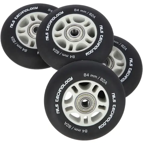 NILS Extreme PU 84x24 82A Matt-Rollen mit ABEC 9 Kugellagern, schwarz, 4 Stück