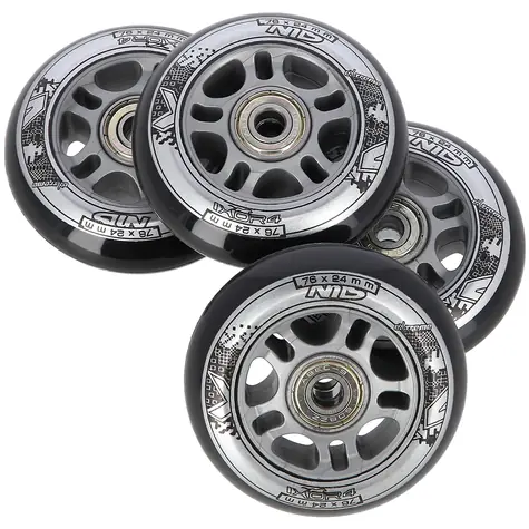 NILS Extreme Satz schwarzer PU-Rollen 76x24 + ABEC9-Lager