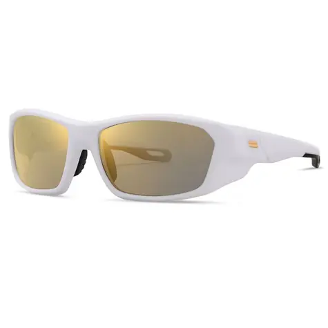 VeyRey Sports polarisierte Sonnenbrille, Borned White Rahmen, Gold Gläser