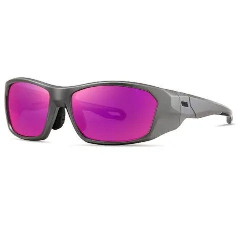 VeyRey Sports polarisierte Sonnenbrille, Borned Gray Rahmen, Pinke Gläser