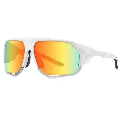 VeyRey Sports polarisierte Sonnenbrille Bralter weißes Gestell orange Gläser