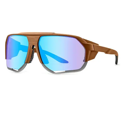 VeyRey Sports polarisierte Sonnenbrille, Bralter braunes Gestell, blaue Gläser