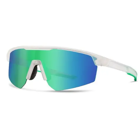 VeyRey Sports polarisierte Sonnenbrille, Monoal weißer Rahmen, grüne Gläser