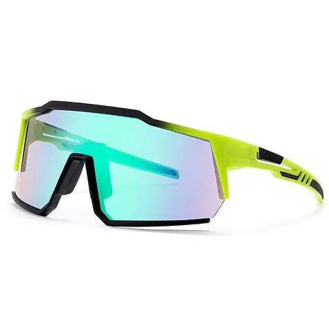 VeyRey Sportsonnenbrille Adha, schwarzes Gestell, grüne Gläser