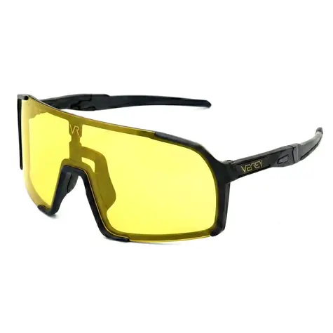 VeyRey Sportsonnenbrille Burub, schwarzes Gestell, gelbe Gläser