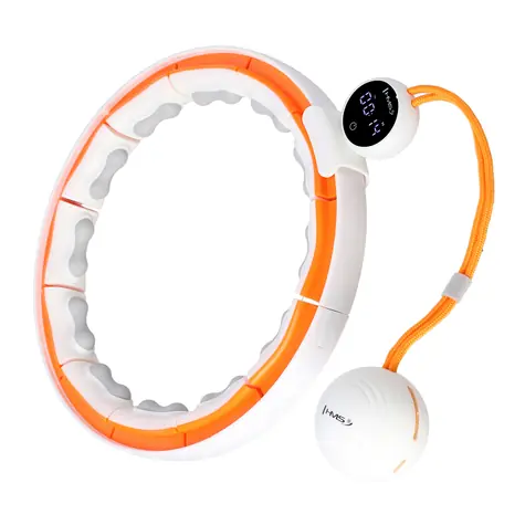 HMS HHM21 Massage-Hula-Hoop-Reifen mit Gewichten, Magneten und Gegengewicht, weiß/orange