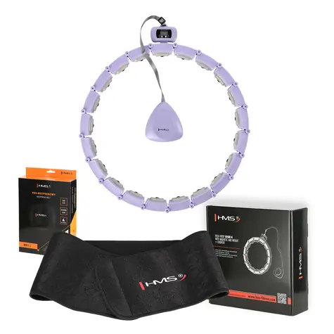 HMS HHM14 Massage-Hula-Hoop-Set mit Gewichten, Zähler und Schlankheitsgürtel BR163 lila