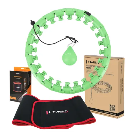 HMS HHW01 Massage-Hula-Hoop-Set mit Gewichten und Schlankheitsgürtel BR163 grün