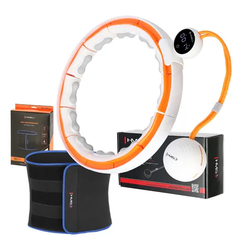 HMS HHM21 Massage-Hula-Hoop-Set mit Gewichten und Schlankheitsgürtel BR1313 weiß/orange