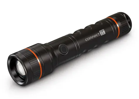 Connect IT GLEAM 1000R schwarz / LED-Taschenlampe / 10 W / 1000 lm / 2200 mAh Akku / USB-C / IP44 / wiederaufladbar