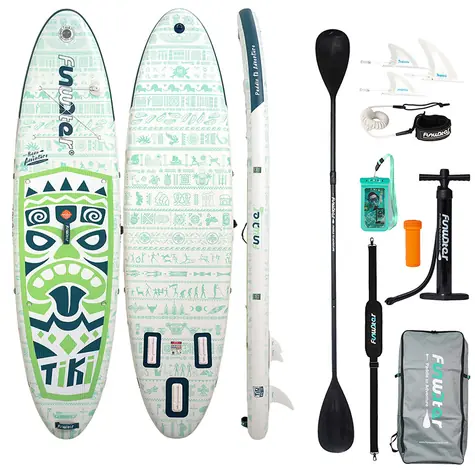 FunWater aufblasbares Paddleboard SUPFW05D Tiki 320 cm grün / Zubehör 