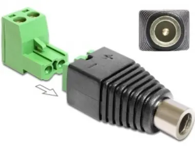 DeLock Adapter DC 2,1 x 5,5 mm Buchse auf Terminalblock 2 Pins 2-teilig