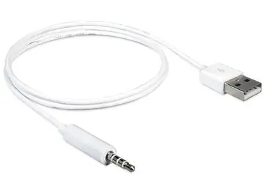 DeLock Cable USB-A Stecker > Stereo Klinke 3,5 mm Stecker 4 Pin / IPod Shuffle / 1m