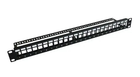 MicroConnect Leeres Metall-Patchpanel 24 Ports für 1HE-Rack 19" ohne Kabelmanager schwarz