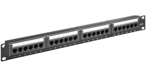 MicroConnect Patchpanel CAT6 24 Ports für 1HE Rack 19" schwarz