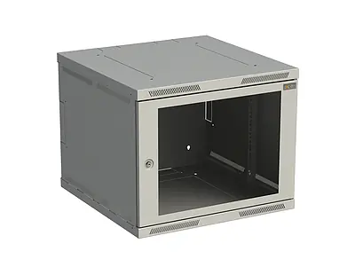 Solarix SENSA-9U-66-11-G Wandschrank 9U 600mm / Glastür / RAL 7035