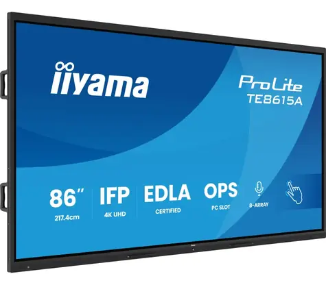 86" IIYAMA ProLite TE8615A-B1AG / 3840x2160 / IPS / 16:9 / 8ms / 1200:1 / 550cd-m2 / HDMI / DP / VESA