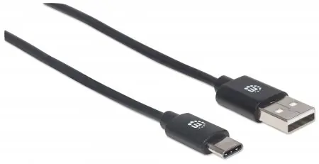 Manhattan Kabel Hi-Speed USB-C Stecker > USB 2.0 Stecker 2m / schwarz