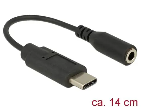 DeLock Audioadapter USB Typ-C Stecker > Stereo Klinke Buchse / 14 cm