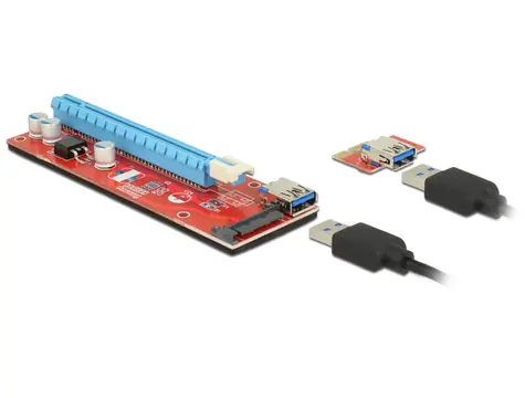 DeLock Riser-Karte PCI Express x1 > x16 mit 60 cm USB-Kabel