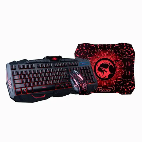 Marvo KM400 schwarz - CZ / Tastatur- und Mauspad-Set / USB / CZ