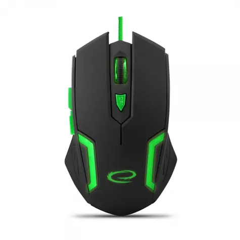 Esperanza EGM205G Fighter schwarz-grün / optische Gaming-Maus / 2400 DPI / USB / 6 Tasten + Rad / LED / 1,5 m