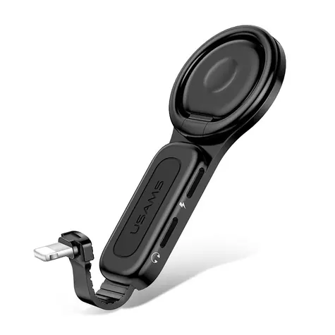 USAMS SJ274 Dual Lightning Ring Holder Adapter schwarz