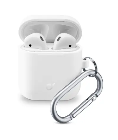 CellularLine Bounce Schutzhülle mit Karabiner für Apple AirPods 1 & 2 weiß