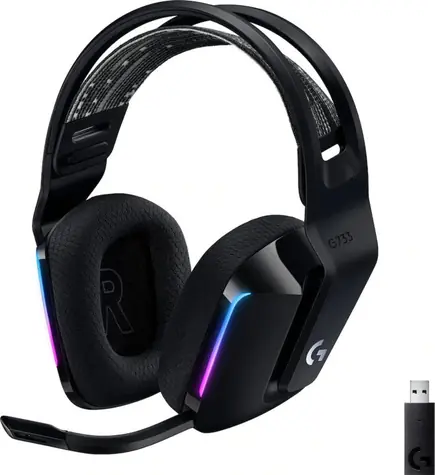 Logitech G733 Lightspeed schwarz / kabellose Kopfhörer / Mikrofon / RGB / USB LIGHTSPEED Empfänger