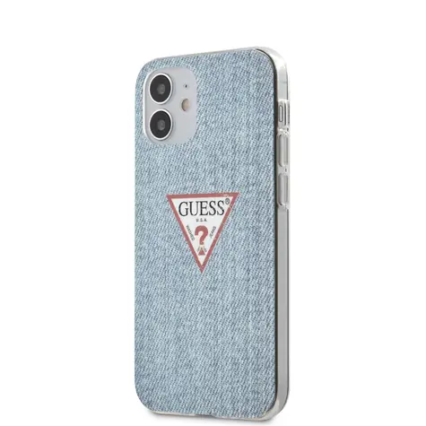 Guess PC & TPU Denim Triangle Back Cover für Apple iPhone 12 Mini Hellblau