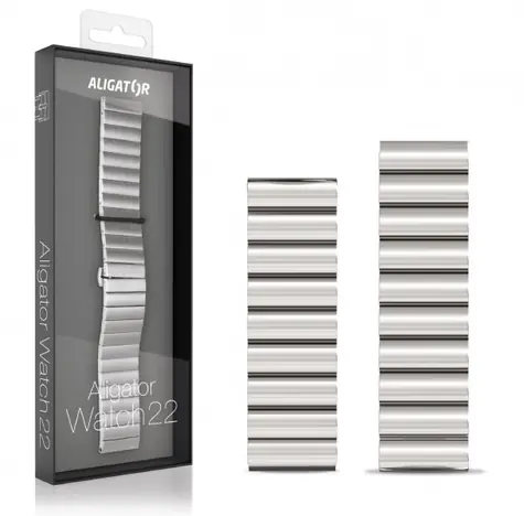 Aligator Metallarmband 22 mm silber