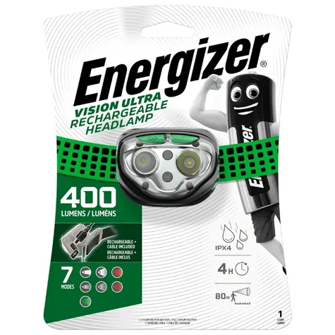 Energizer Spotlight Vision wiederaufladbar 400 lm / Stirnlampe / Nachleuchten: bis zu 80 Meter 