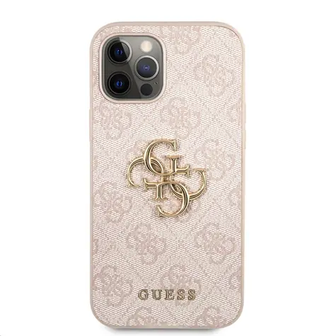 Guess PU 4G Metall Logo -Rückseite für Apple iPhone 12 Pro Max rosa
