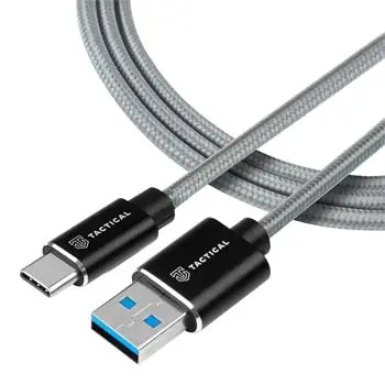 Tactical Fast Rope Aramid Cable USB-A - USB-C 1 m grau