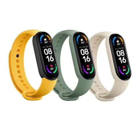 XIAOMI Mi SMART Band 6 Armbandset / Ersatzarmbänder / Elfenbein, Olivgrün & Gelb