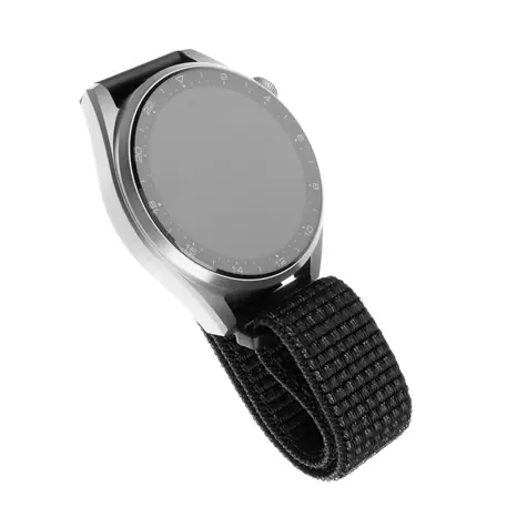 FIXED Nylonarmband 22 mm breites Nylonarmband für Smartwatch, reflektierendes Schwarz