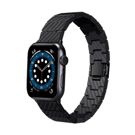 Pitaka Kohlefaserarmband für Apple Watch 45 & 44 & 42 mm schwarz