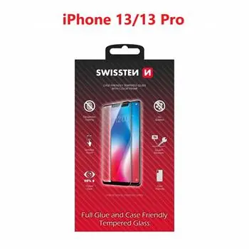 Swissten FULL GLUE COLOR FRAME CASE FRIENDLY Glas für Apple iPhone 13 & 13 Pro schwarz
