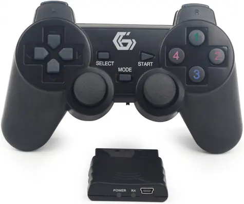 Gembird JPD-WDV-01 Wireless Gamepad für PC & PS2 & PS3 schwarz / 12 Tasten / 4-Wege-D-Pad / 2x Daumenstift 