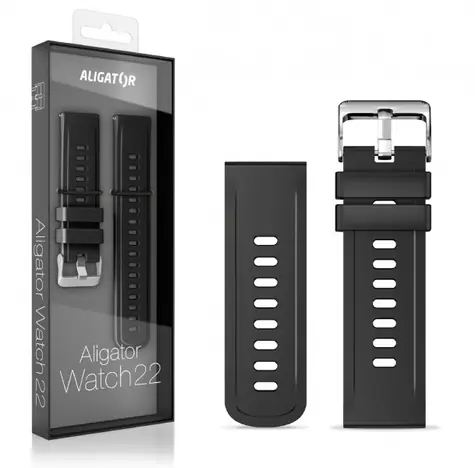 Aligator Silikonarmband 22mm schwarz