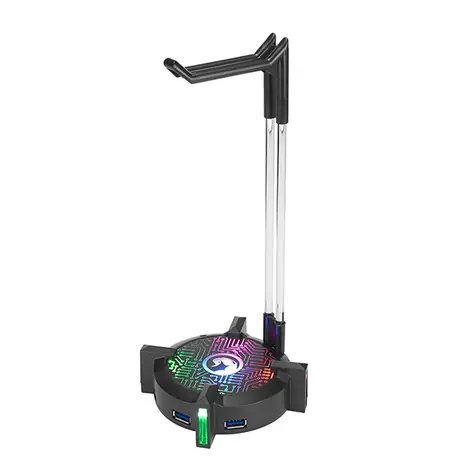 Marvo HZ-04 Beleuchteter Kopfhörerständer schwarz / 4X USB 3.0