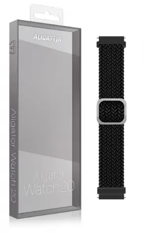 Aligator Textilarmband 20mm schwarz