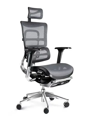 Diablo V-Master schwarz-grau / ergonomischer Stuhl / verstellbar / Netz / rollende Räder / Fußhocker / Tragkraft 150 kg